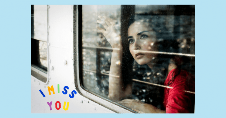 Girl already missing friends as her train pulls out the station