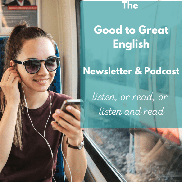woman listens to the podcast and reads the newsletter at the same time for better learning