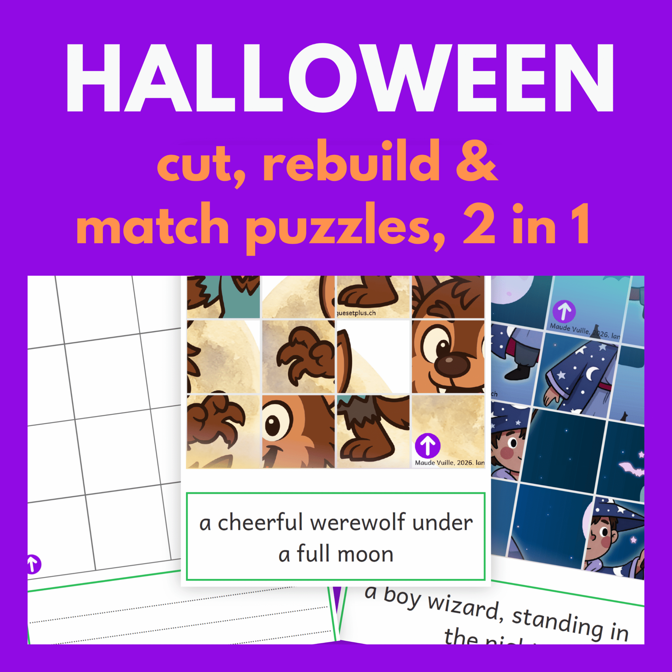 halloween cut rebuld and match puzzles