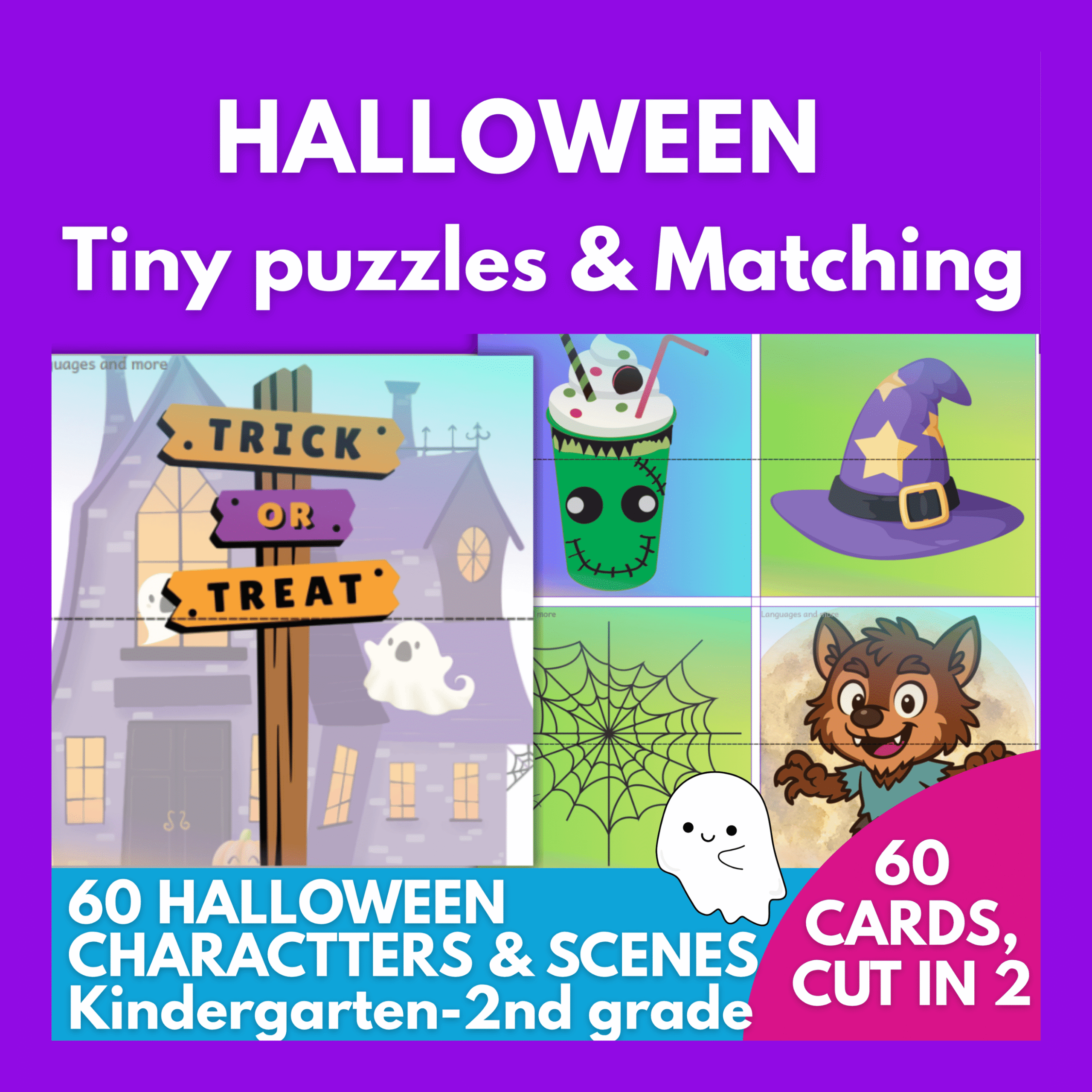 BUNDLE: Halloween vocabulary, number bingo and puzzles